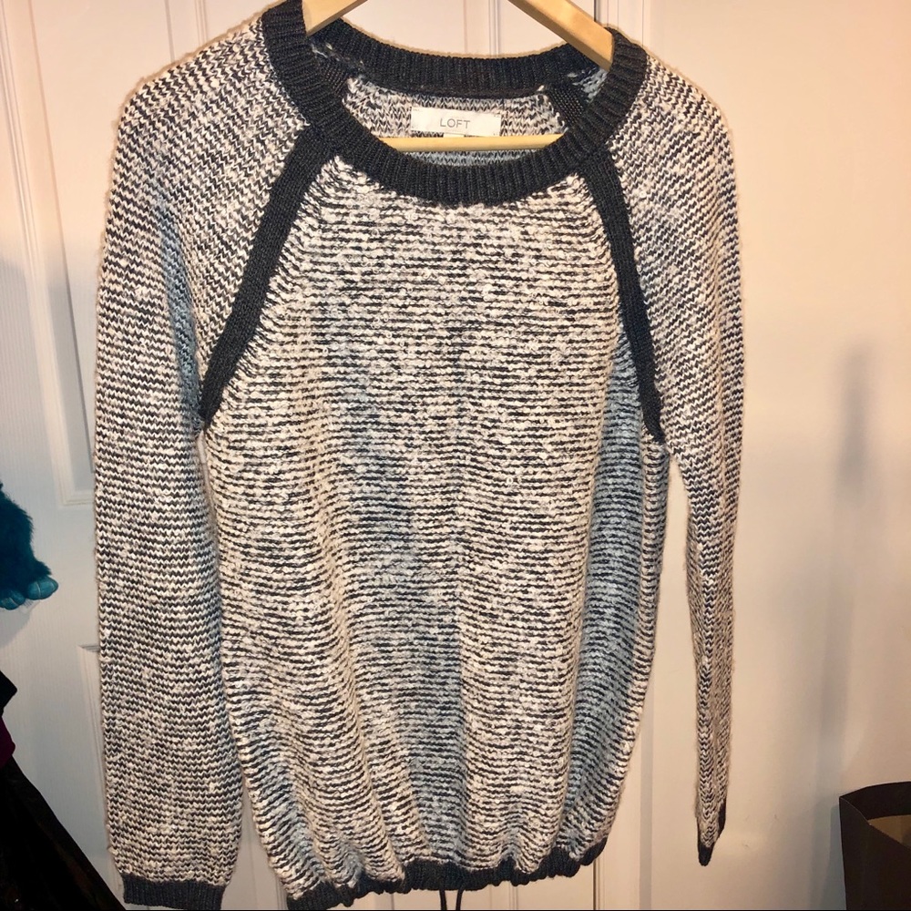 Ann Taylor Loft - marled knit sweater - grey - Medium